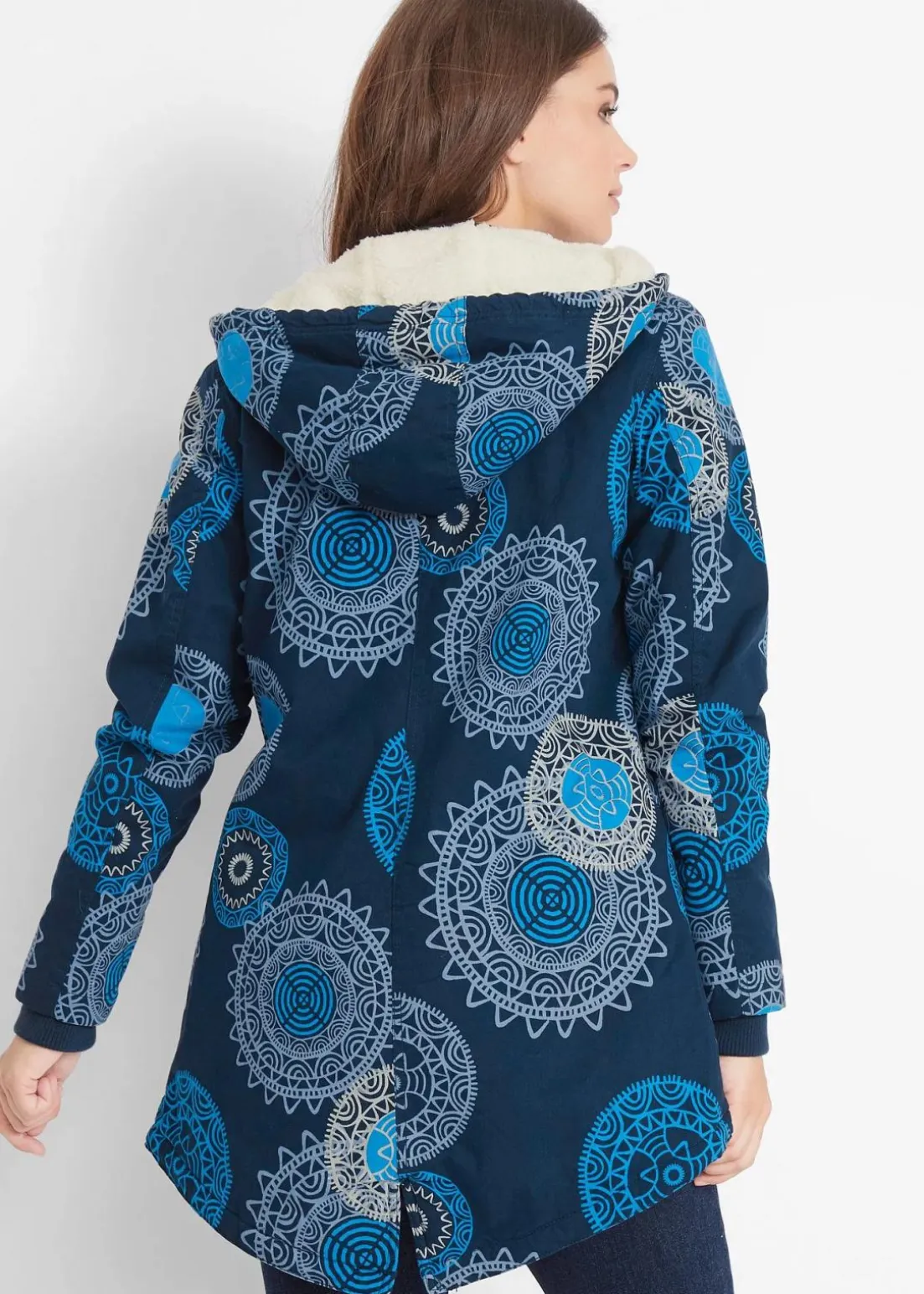 Bedruckter Baumwoll-Parka mit Kapuze