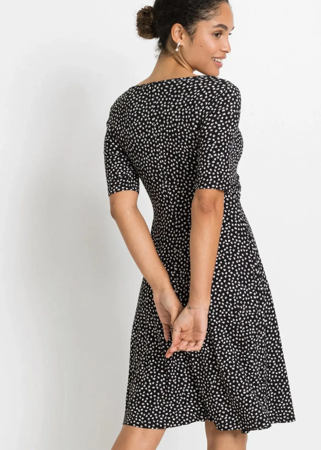 Bedrucktes Jersey-Kleid mit Drapierung