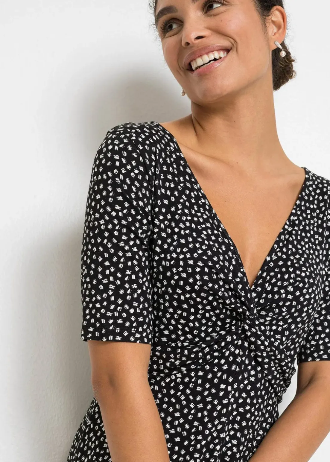 Bedrucktes Jersey-Kleid mit Drapierung