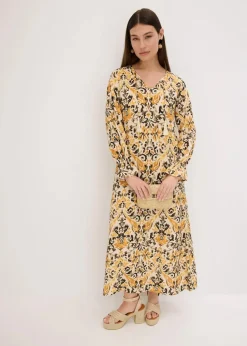 bedrucktes Kaftan-Kleid aus fließender Viskose