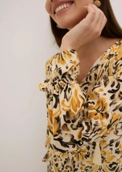 bedrucktes Kaftan-Kleid aus fließender Viskose