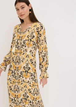 bedrucktes Kaftan-Kleid aus fließender Viskose