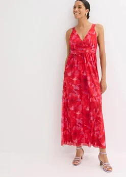 bedrucktes Maxikleid aus softem Mesh