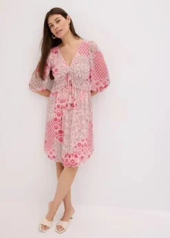 bedrucktes Mesh-Tunika-Kleid