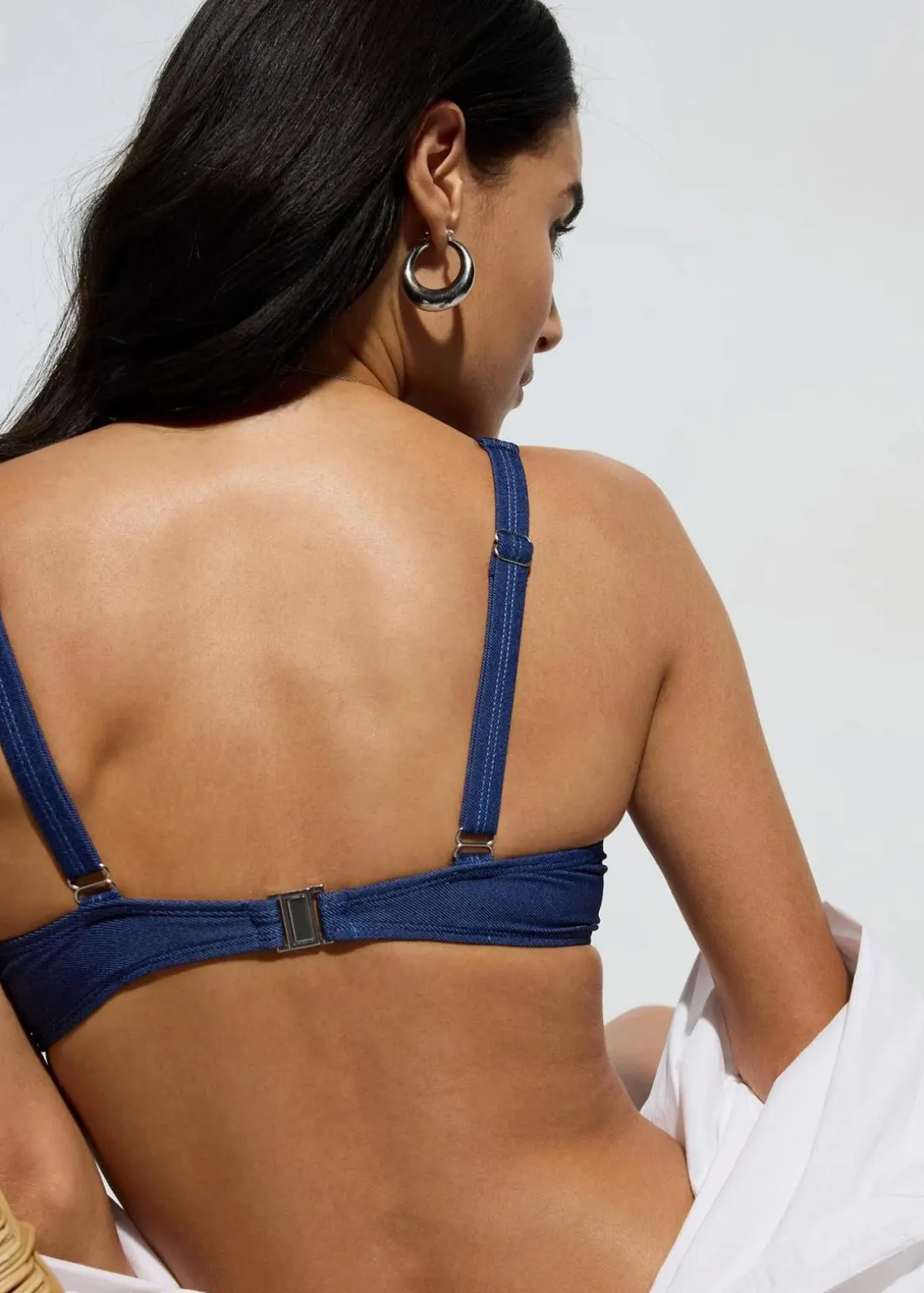 Bügel Bikini Oberteil in Jeansoptik