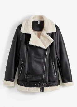 Biker-Jacke aus Lammfellimitat