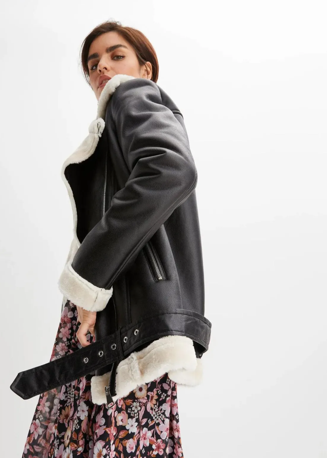 Biker-Jacke aus Lammfellimitat