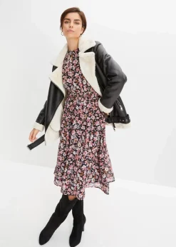 Biker-Jacke aus Lammfellimitat