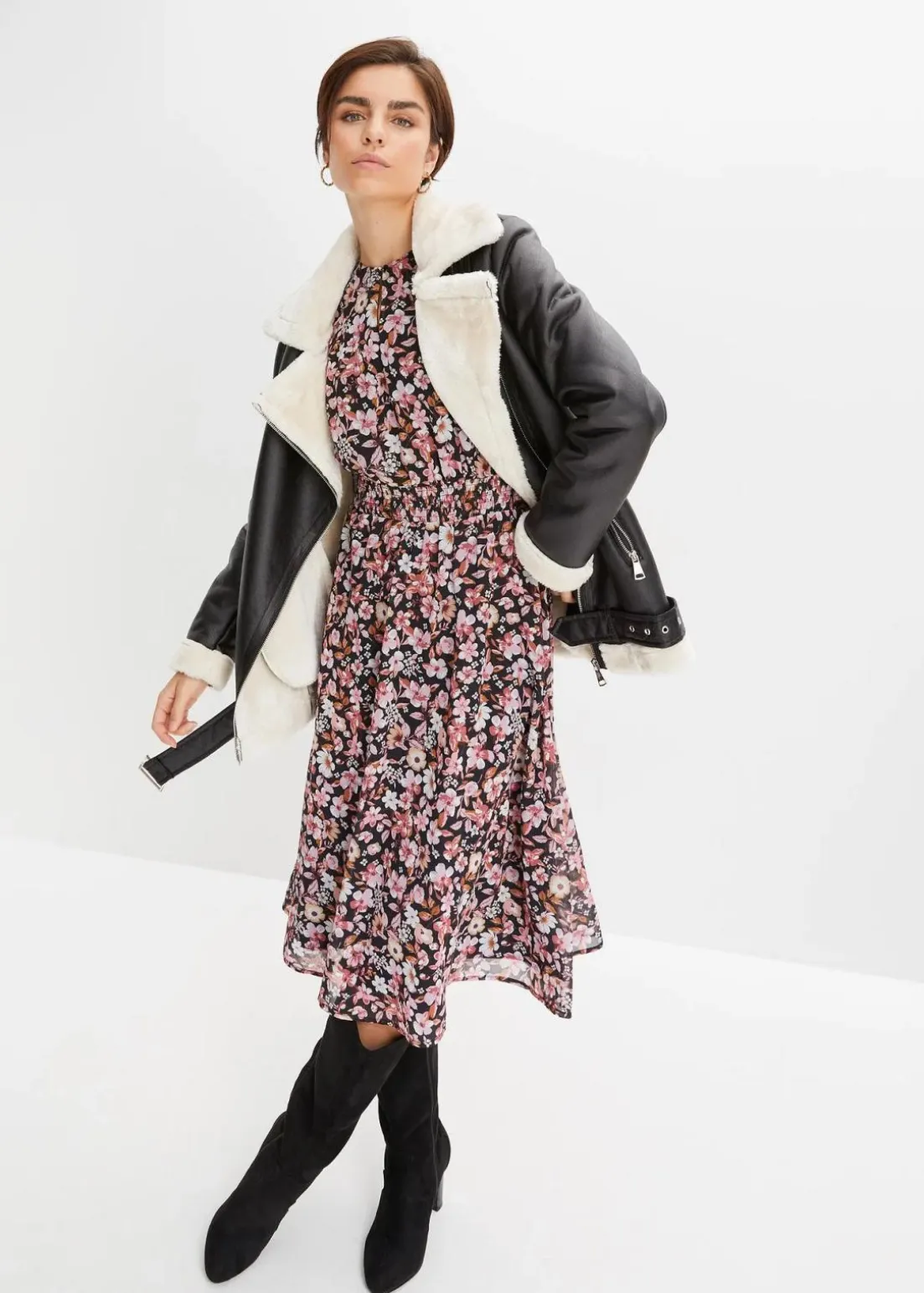 Biker-Jacke aus Lammfellimitat