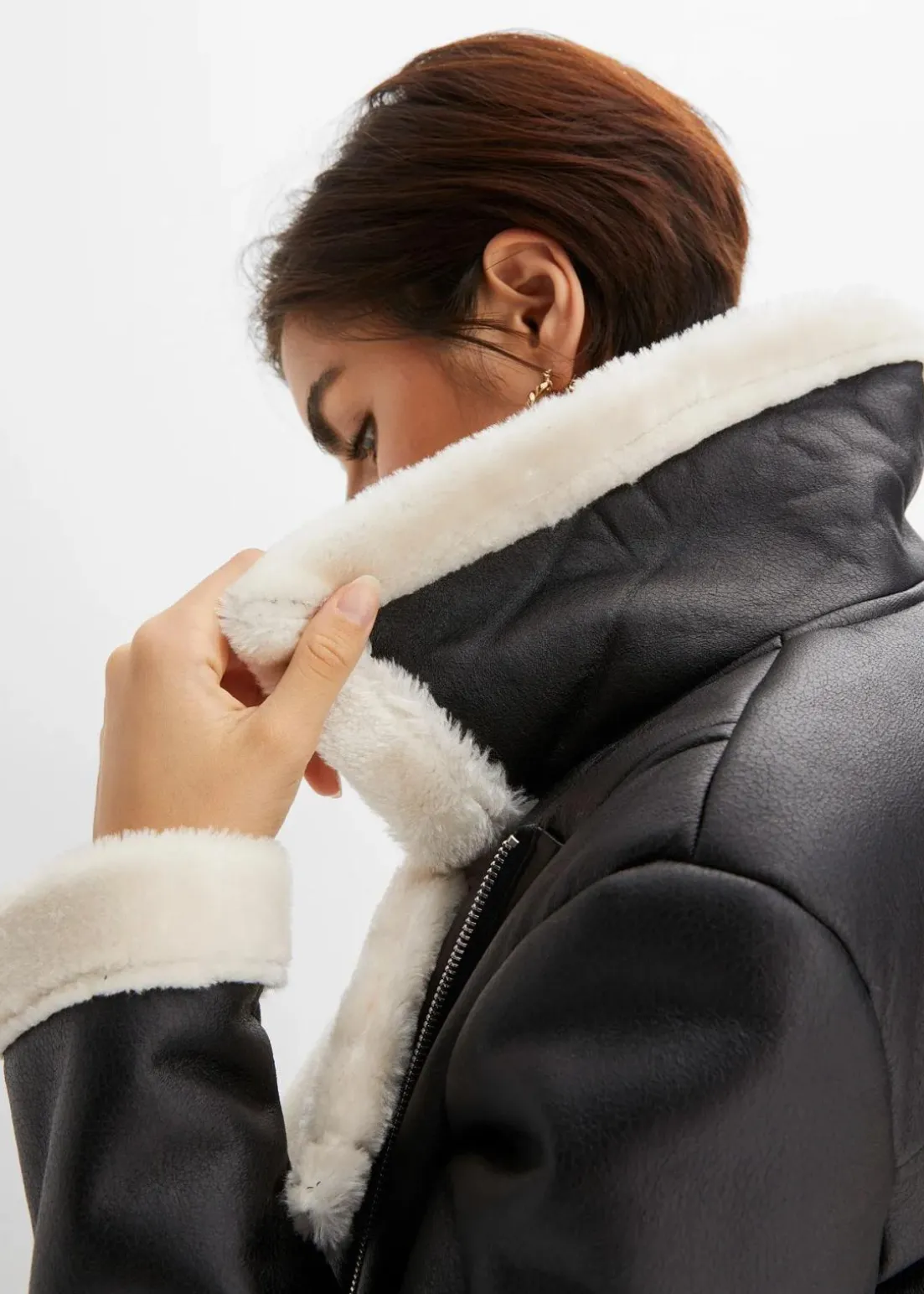 Biker-Jacke aus Lammfellimitat