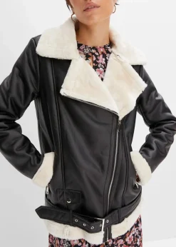 Biker-Jacke aus Lammfellimitat