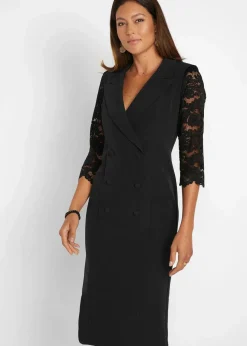 Blazer-Kleid mit Spitzenärmeln