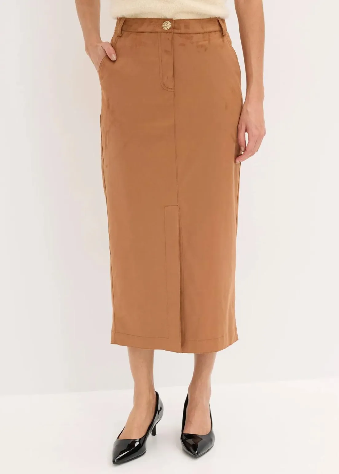 Bleistiftrock aus Velourslederimitat