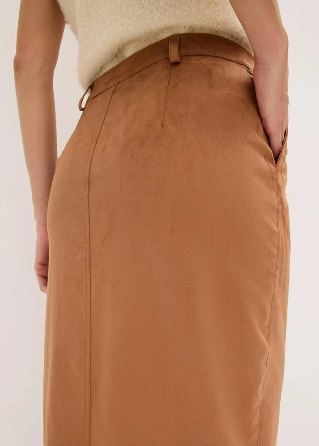 Bleistiftrock aus Velourslederimitat