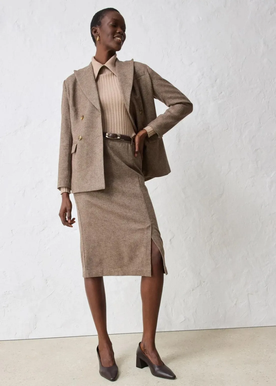 Bleistiftrock mit weichem Wollanteil