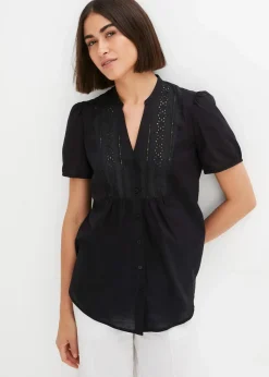 Bluse mit Lochstickerei