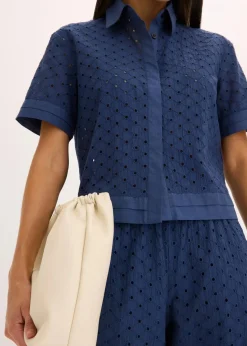 Bluse mit Lochstickerei