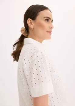 Bluse mit Lochstickerei