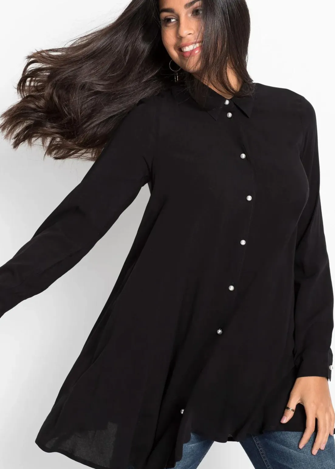 Bluse mit Perlenknopfleiste