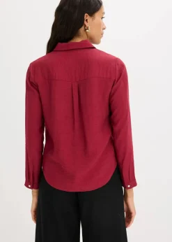 Bluse mit Wickel-Detail aus strukturiertem Material