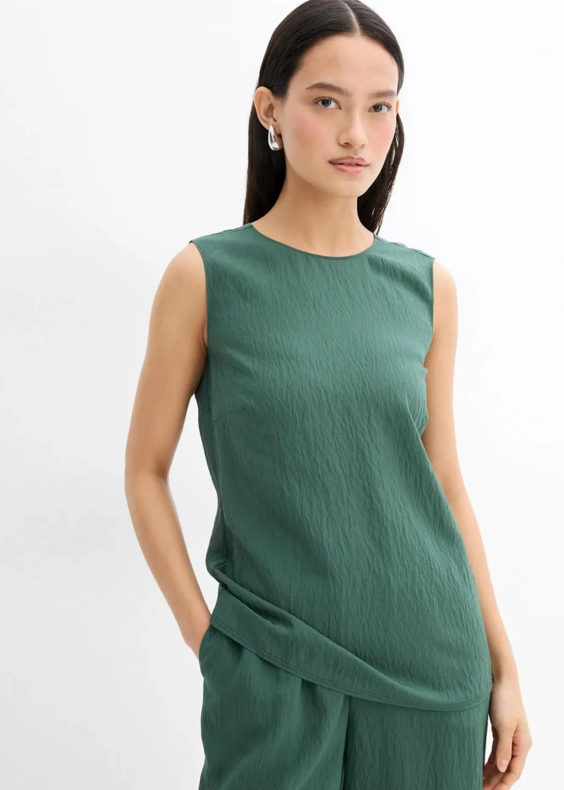 Blusentop aus Crinkle-Viskose-Mix