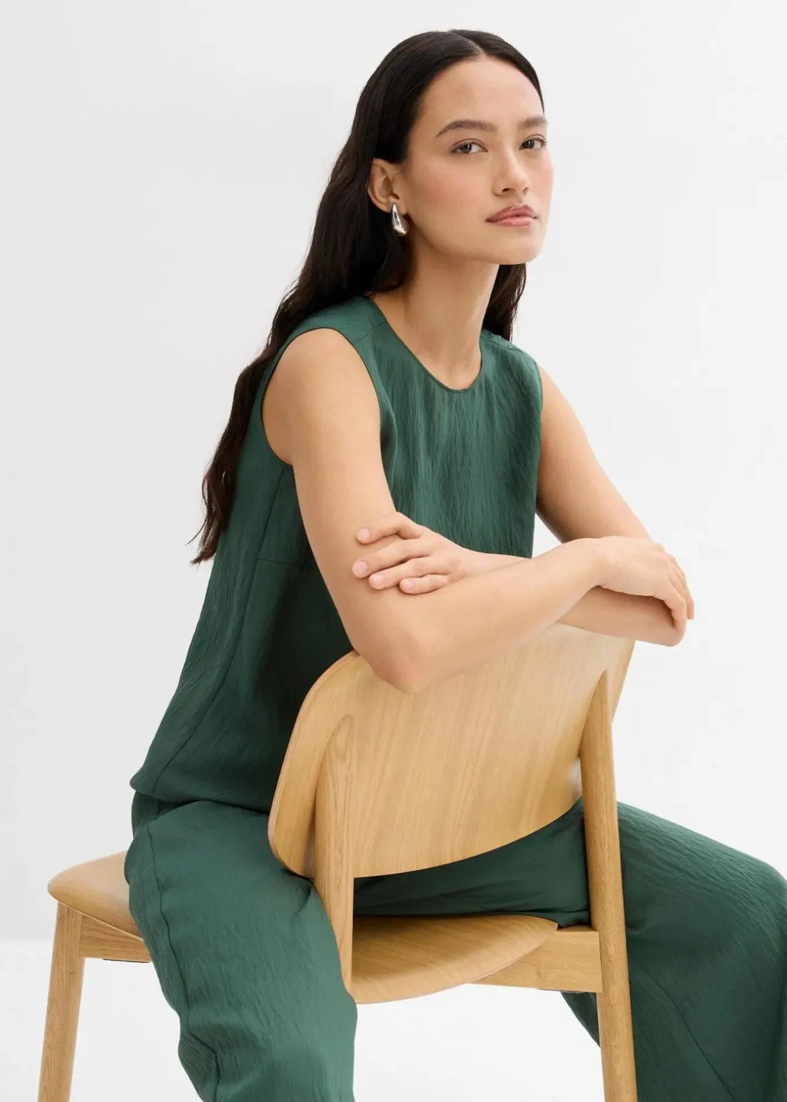 Blusentop aus Crinkle-Viskose-Mix