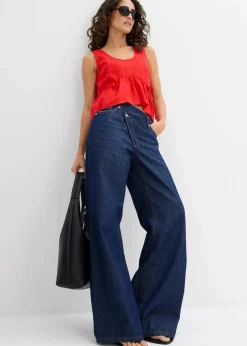 Blusentop aus luftigem Leinen-Mix