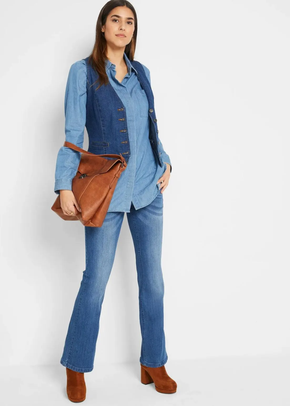 Bootcut Jeans Mid Waist, Stretch