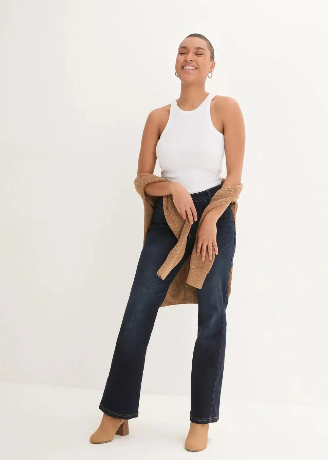 Bootcut-Jeans High Waist, Bequembund