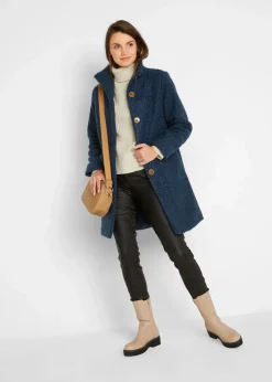 Bouclé-Mantel mit Taschen