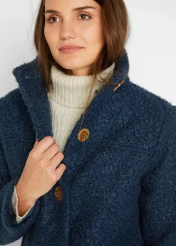 Bouclé-Mantel mit Taschen