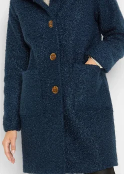 Bouclé-Mantel mit Taschen