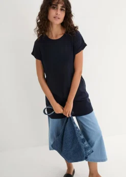 Boxy-Longshirt mit kurzen Ärmeln