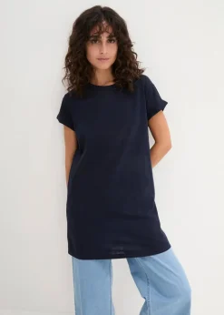 Boxy-Longshirt mit kurzen Ärmeln