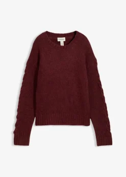 Boxy-Pullover mit geflochtenen Ärmeln