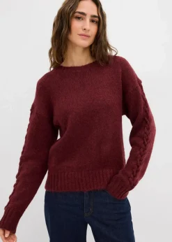 Boxy-Pullover mit geflochtenen Ärmeln