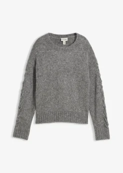 Boxy-Pullover mit geflochtenen Ärmeln