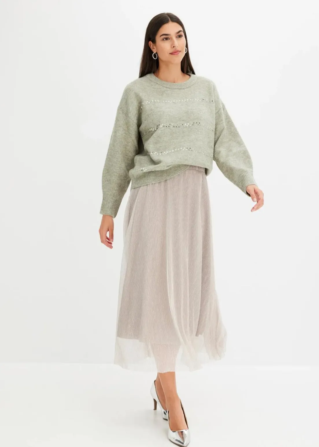 Boxy-Pullover mit Pailletten