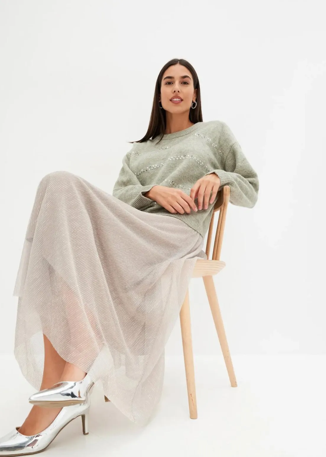 Boxy-Pullover mit Pailletten