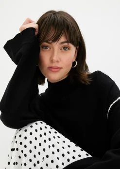 Boxy-Pullover mit Zierstich aus Viskose-Mix