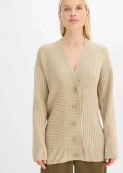 Cardigan mit Rippstrickmuster