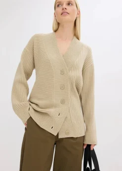 Cardigan mit Rippstrickmuster