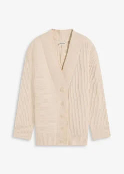 Cardigan mit Rippstrickmuster