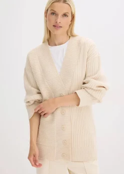 Cardigan mit Rippstrickmuster