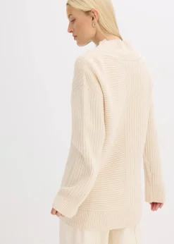 Cardigan mit Rippstrickmuster