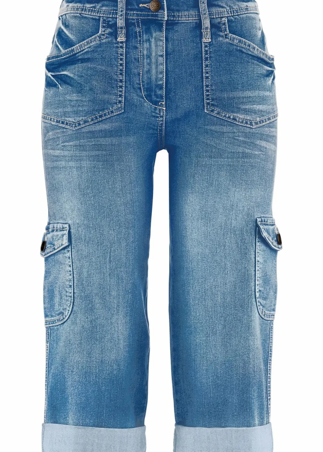 Cargo Jeans, Mid Waist, Stretch
