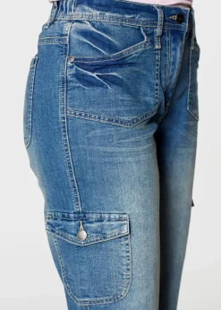 Cargo Jeans, Mid Waist, Stretch