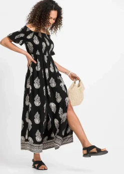 Carmen-Kleid aus fließender Viskose