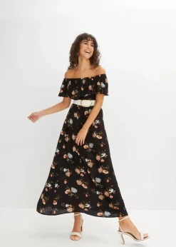 Carmen-Kleid aus fließender Viskose