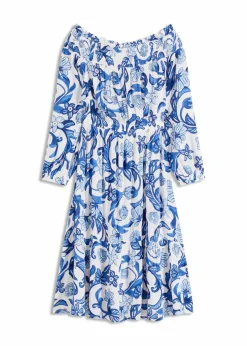 Carmen-Kleid aus strukturierter Viskose